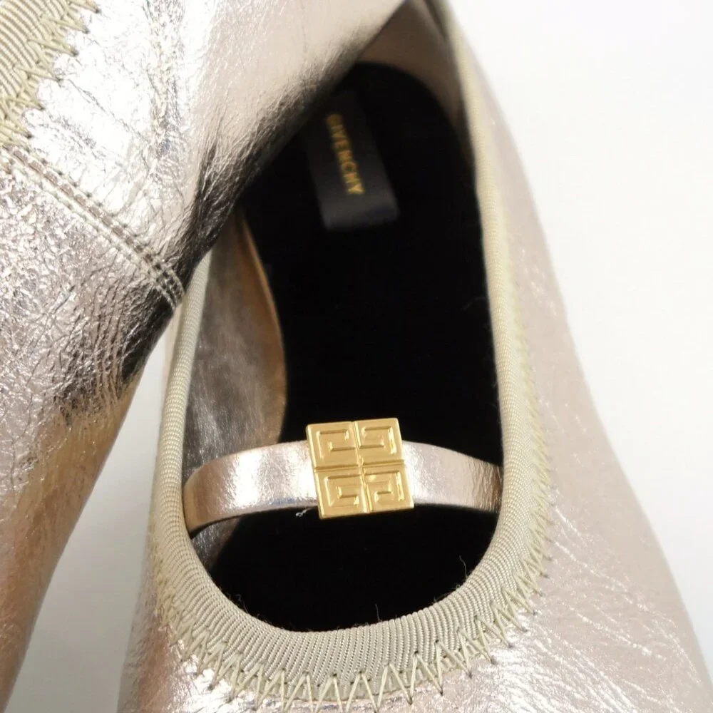 NIB$775 GIVENCHY Embellished Pleated Metallic 4G Ballerina Slip-On Flats 36 6 - Picture 10 of 16